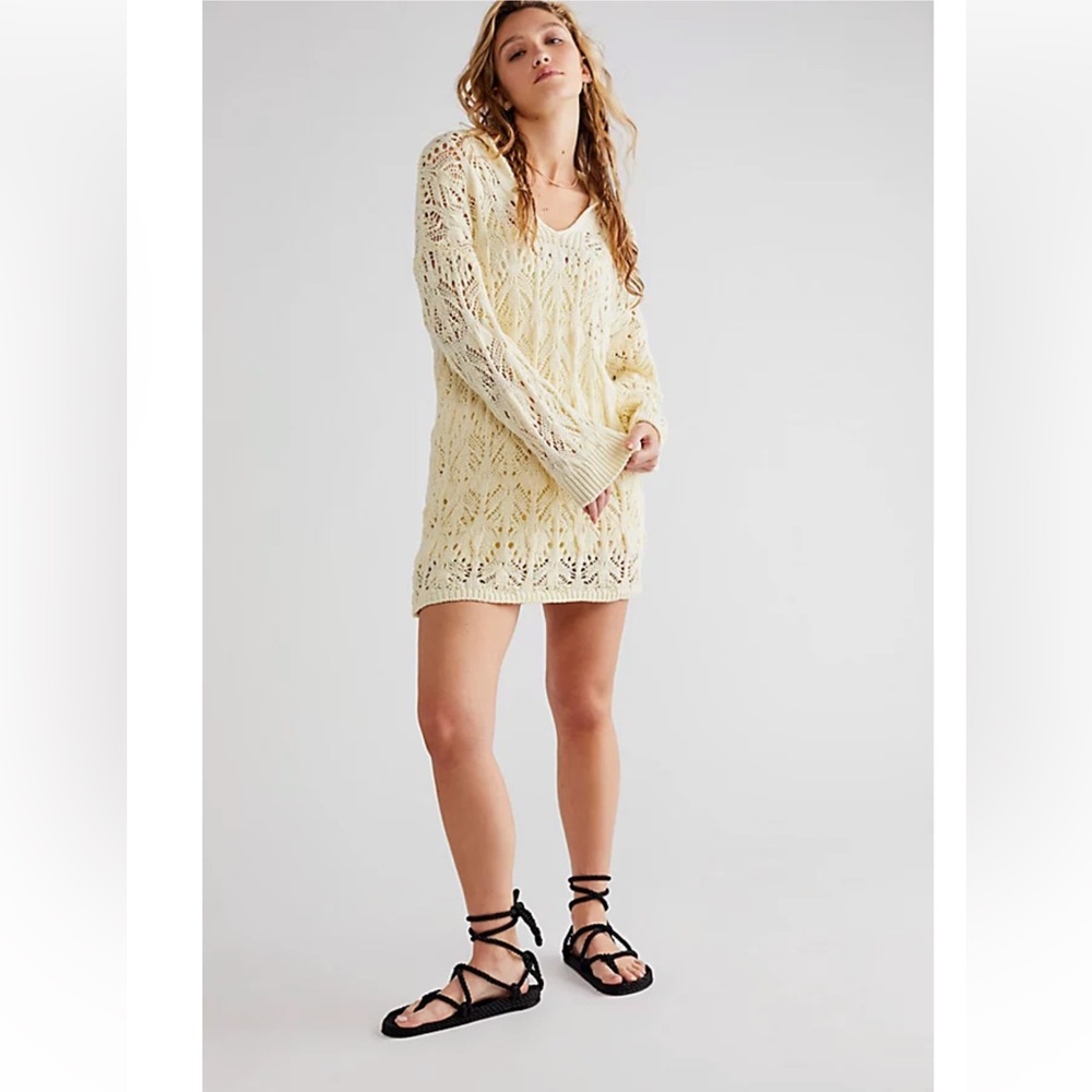 NEW Free People Elton Crochet Mini Dress Size XS - Picture 2 of 15